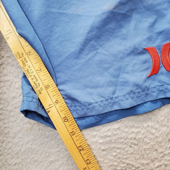 Hurley Trunks Shorts Men's 34 Blue Swimwear Flat Front Embroidered Logo Lace Up - Picture 5 of 7